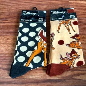 NWT Disney Women’s Bambi Crew Socks bundle of 2 size 9-13